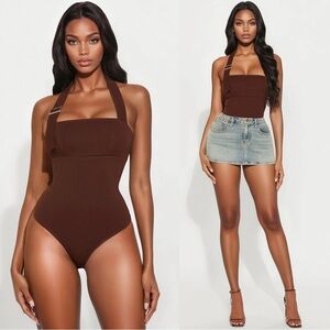 In The Mix Halter Ponte Bodysuit